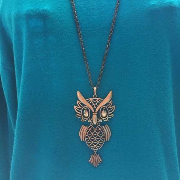 ON HOLD Adorable Brass Tone Owl Necklace - Picture 8 of 9